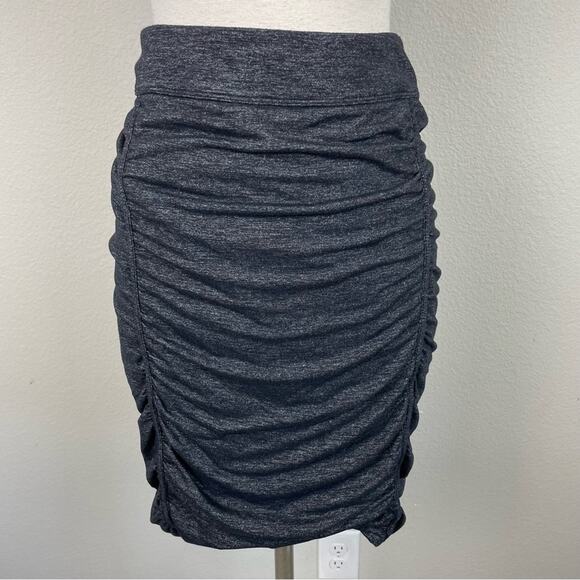 Athleta Black Ruched Knit Bodycon Skirt Medium - Picture 2 of 8